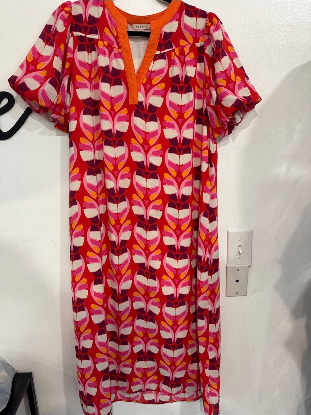 JODIFL Red, Pink & Orange Floral-Leaf Pattern Dress